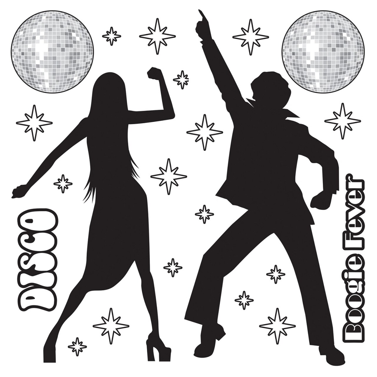 Party Central Club Pack of 264 Black Disco Balls and Silhouette Wall Decor 5.25'